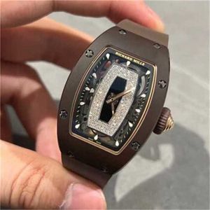 Watcharmilles Watch Automatic Mechanical Watches Movement Wristwatch Swiss Seires Seires Series RM0701 Coffee Ceramic Goddess Black Lip Side Wristwatch Recy