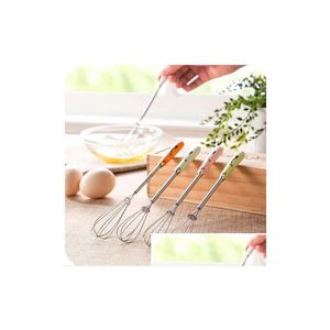 Ferramentas de ovo Batedores de aço inoxidável Punho cerâmico Batedor Café Twist Whisk Mixer Cook Kitchen Blender Pequeno Bolo Drop Delivery Home Ga DHDBZ