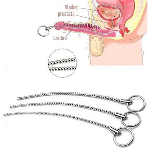 Spina uretrale in acciaio inossidabile per massaggiatore sessuale per uomo Catetere per masturbazione Dilatatore per suono Dispositivo per castità maschile per pene