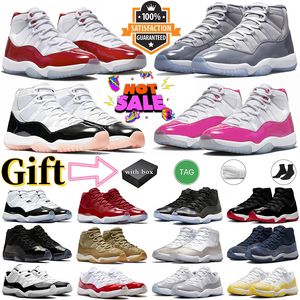 مع Box 11 كرة السلة أحذية Jumpman 11s الرجال نساء Neapolitan Cherry Heirss Bred Gamma Blue Cool Gray Space Jam Mens Womens Outdoor Sports Sneakers