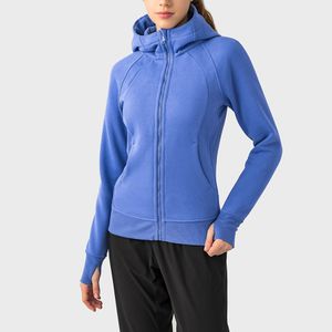 LU Crop Hoodies For Women Scuba Hoodie Autumn Winter New Thick Warm Hooded Scuba Sport Coat Women Outdoor Casual Wear Yoga Training Fitness Jacket