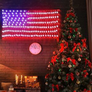 Strings LED Party American Flag Light com 420LEDS Super Brilhante Bandeira dos EUA Light Light Memorial Day Independence Dia do Dia Nacional Decor Bandeira HKD230919