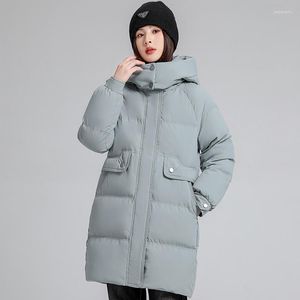 Kvinnors dike rockar vinter parkor för kvinnor 2023 fashon koreansk stil tjock varm lång med huvjackor