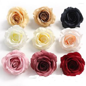 Decorative Flowers 500PCS/9cm Artificial Silk Heads For Wedding Decoration Red Rose DIY Wreath Scrapbooking Craft Fake Flower Head