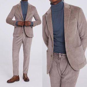 Ternos masculinos cinza veludo sob medida 2 peças blazer calças um botão lapela repicado ajuste fino formal trabalho wear feito sob encomenda mais tamanho