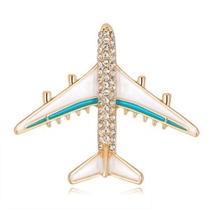 Pins broches ouro esmalte avião broche pino cristal aeronaves cor moda jóias para mulheres presente entrega gota dh7yt