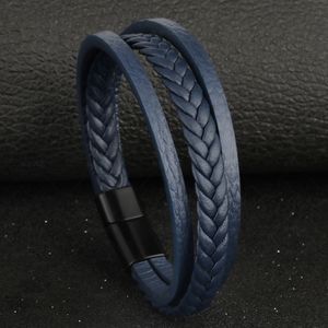 Ny design flerskikts handgjorda flätade äkta läderarmband armband för män manliga handsmycken för födelsedagspresent