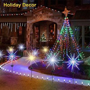 LED -strängar Party Solar Firework Light Meteor Horse Lamp 56/112Led Lawn Landscape Lamp för greet Garland Wedding Party Christmas Holiday Lighting HKD230919