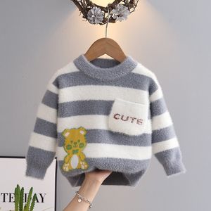 Pullover Boys Velvet Sweters Autumn Zima Dzieci dzianina bluzy dla dzieci wełniane topy ubranie Kid Sweater Toddler 230918