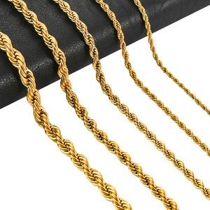 Anhänger Halsketten 23456mm Seil Kette Halskette Edelstahl Nie Verblassen Wasserdicht Choker Männer Frauen Schmuck Gold Farbe Überzogene Ketten Geschenk 230915