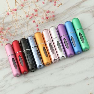 Portable Refillable Perfume Atomizer Bottles 5ml Mini Glass Aluminum Fragrance Fashion Lady Colorful Spray Scent Pump Case Atomiser Travel Cosmetic Packaging