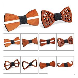 Mens Business Suit Bow Ties Handmade Wood British Korean Bowtie Elegant Justerbara kreativa gåvor Drop Leverans DHFW5