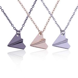 Origami Aircraft Pendant Necklace Alloy Gold Silver Color Creative Airplane Necklaces For Women Girls Best-Friend Jewelry