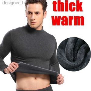 Kvinnors termiska underkläder Termiskt slitage för män Långa Johns Mens Cotton Thermal Underwear Suits Turtleneck Winter Tops+Pants 2 Pieces Set Warm tjock sammet L230919