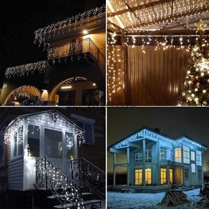 LED -strängar Party Christmas Garland Icicle Curtain String Lights 120LEDS DOOR