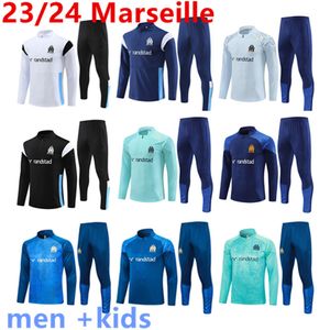 Marseille Trascksuit Men and Kids Set 2023 2024 كرة القدم لكرة القدم بدعوى تدريب على مرسيليا 2023 24 OM MARSEILLES MAILOT FOT THANDAL