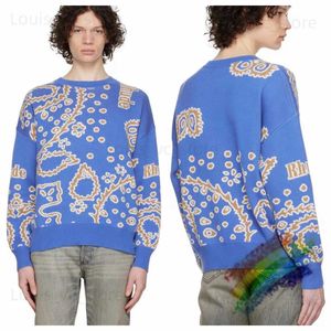 Suéter masculino azul jacquard cashmere suéter feminino de melhor qualidade suéter grande T230919