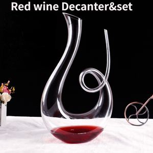 Vinglas 1500 ml kristallhögkvalitet Vin Decanter Spiral 6 Shaped Set Present Box Harp Swan Decanter Creative Wine Separator Bar Set 230918