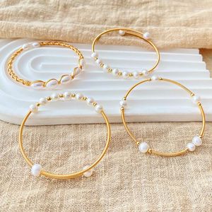 Boncuklu Strand Doğal Tatlı Su İncileri Kadınlar İçin Bilezik Altın Kaplama K yüksek kaliteli kız şık bileklik minimalist pulseras mujer