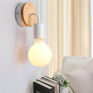 Wall Lamps Wood Wrought Iron Lamp Modern Minimalist Lights Fixture E27 For Living Room Home Indoor Sconces Lighting Decorative