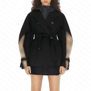 23SS FW Women Designer Trench Gabardine Trench Kurtki Blouson Designer Bomber Coat Girls Lose Milan Runway Designer Tops Cape Sleeves Shorte