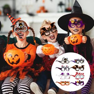 Máscaras de festa 8pcsset Halloween decoração óculos fantasma dia pogal adereços crânio cabeça abóbora bat máscara de papel 230919