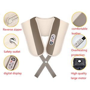 Massaging Neck Pillowws U Shape Neck Massager Heated 4D Kneading Shiatsu Back Shoulder Body Massage Relaxtion Home Health Care Device Massage Shawl 230918