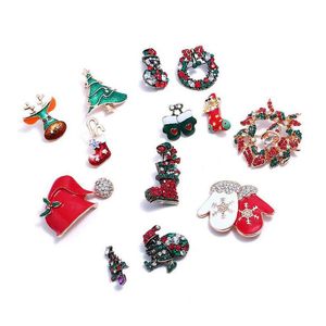 Chirstmas Brosche männlich und weiblich gemeinsame einfache passende Pin Broschen MTI-Stil mit Diamant schönes Geschenk Weihnachtsdekoration Drop Lieferung Dhx8Y