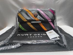 Bolsas de desenhista Kurt Geiger Londres Arco-íris Mulheres Bolsa Águia Metal Articulação Colorida Cross Body Bag Patchwork Ombro Bolsa Metálica Cadeia Cinturão Noite Bolsas Carteira