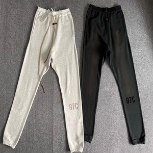 Autumn Winter USA Europe 7th 7C Flocking Print Logo Pants Byxor Casual Men Women Cement White String joggar Sweatpants308a