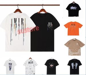 Projektant Amirri Men Tshirt Limited Edition Pary TEES Street Wear Masowe marka koszula Splash-Ink Letter Drukuj Miris krótki rękaw