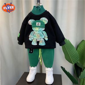 衣料品セットフリースウォームボーイズ服子供漫画秋の冬の長袖スウェットシャツパンツカジュアル服ベビートラックスーツ0 7y 230918