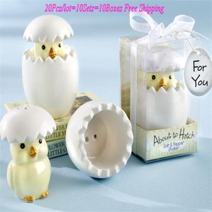 20 Stück / 10 Sets Hochzeitssouvenirs von About to Hatch Keramik-Babyküken-Salz- und Pfefferstreuer als Geschenk für die Babyparty-Party favor319j