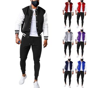 Designer Baseball Uniform Tracksuits Men Plus size 3XL Two 2 Piece Sets Fall Winter Long Sleeve Patchwork Jacket and Pants Outfits Casaual Sweatsuits Clothes 11000