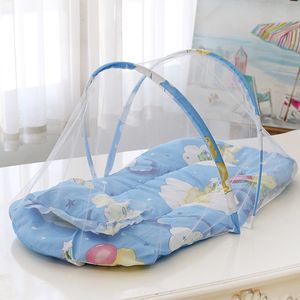 Сетка для кроватки, детская кроватка, москитные сетки для младенцев, складные с хлопковыми подушками, портативное складное постельное белье 230918