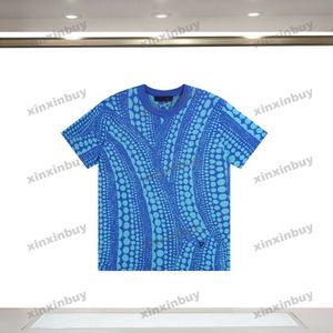 Xinxinbuy Homens designer Tee camiseta 24ss abóbora pontos imprimir manga curta algodão mulheres Preto branco azul XS-2XL