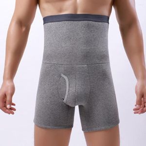 Cuecas masculinas inverno quente boxer briefs barriga magro corpo shaper cintura alta calcinha shorts veludo longo perna boxers