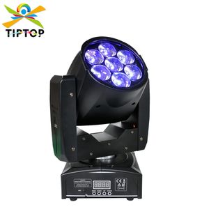 Tiptop 1pcs 95W LED Moving Head Zoom Light Mini Size 7x12W High Power RGBW 4in1 Färgblandning DMX 16 Channel Zoom LED STADE LIGHT