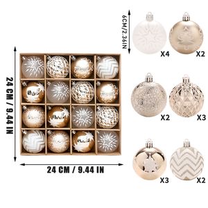 Christmas Decorations 1Box Mixed Ball Ornament White Gold Xmas Tree Hanging Bauble Pendants For Home Navidad Noel 230919