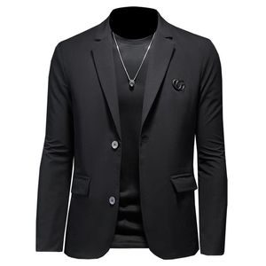S-5XL spring and autumn new men's slim business casual suit Korean version anti-wrinkle non-iron 2023 plus size jacket pure c291H
