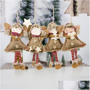 Christmas Decorations Pendant Drop Ornaments Angel Doll With Long Legs Xmas Tree Holiday For Home Navidad Delivery Garden Festive Part Dh413