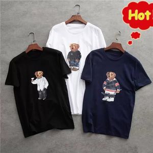 24SS Ny produkt American Print Bear Högkvalitativ 100% bomullsrunda hals T-shirt Män och kvinnor Designer Kortärmad avslappnad T-shirt US Size S-3XL