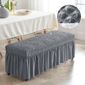 Chair Covers Long Bench Cover Seersucker Lattice Elastic Skirt Stool For Piano Living Room All-Inclusive Strech Seat Case