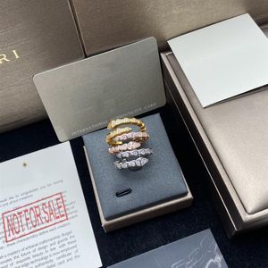 Klassisk Snake Design Ring Luxury Open Rings Lätt att deformera Lady Silver Gold Rose-Gold Plated Band Ring Dimond Jewelry Accessories 194Y