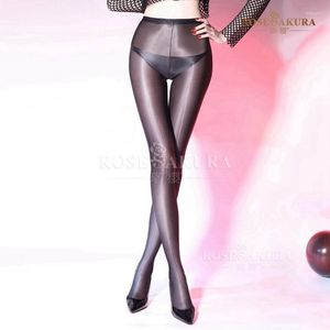 Women Socks Yingying 8317 Rear Vertical Line High Gloss Pants Silky Super Elastic Tight Shaping Shebin Stockings Shiny Sexy Open Crotch