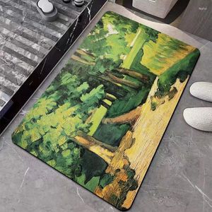 Bath Mats Oil Painting Style Diatom Ooze Rug Super Water Absorbent Non-slip Bathroom Rugs Soft Quick Drying Durable Bathtub Side Mat