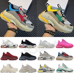 Sapatos casuais de luxo Triple S sneakers 3 camadas sola Mens Womens Clear Sole sapatos designers Triple S borracha 17FW Paris Old Dad Triple White Black Outdoors tamanho 36-45