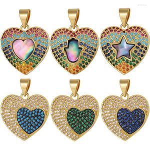 Charms Juya 18K Real Gold Plated Cz Paved Decorative Enamel Hamsa Star Love Heart For DIY Women Luxury Bridal Jewelry Making