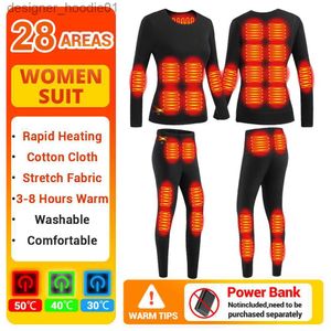 Kvinnors termiska underkläder elektriska uppvärmda underkläder för män Kvinnor Termisk uppvärmd jacka Vest Ski kostym Uppvärmningskläder Fleece Long Johns Winter Warm L230919
