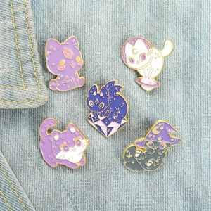 Animal assistente gato liga colar broches dos desenhos animados bonito kiity planeta emblema jóias acessórios esmalte lua roupas chapéu meninas pinos wh289a